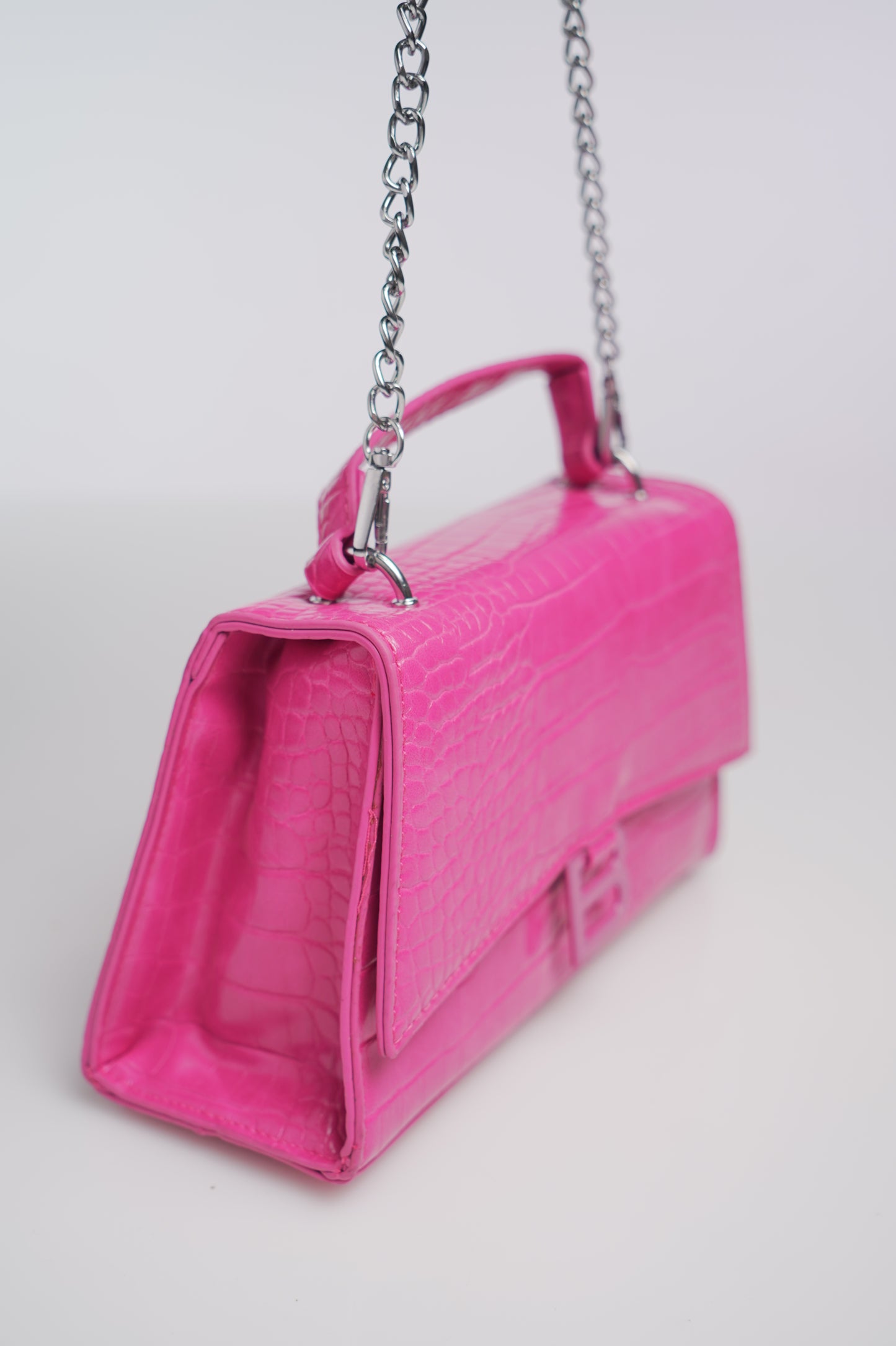 Balenciaga Small Hot Pink Leather Hourglass Top Handle Crossbody Bag