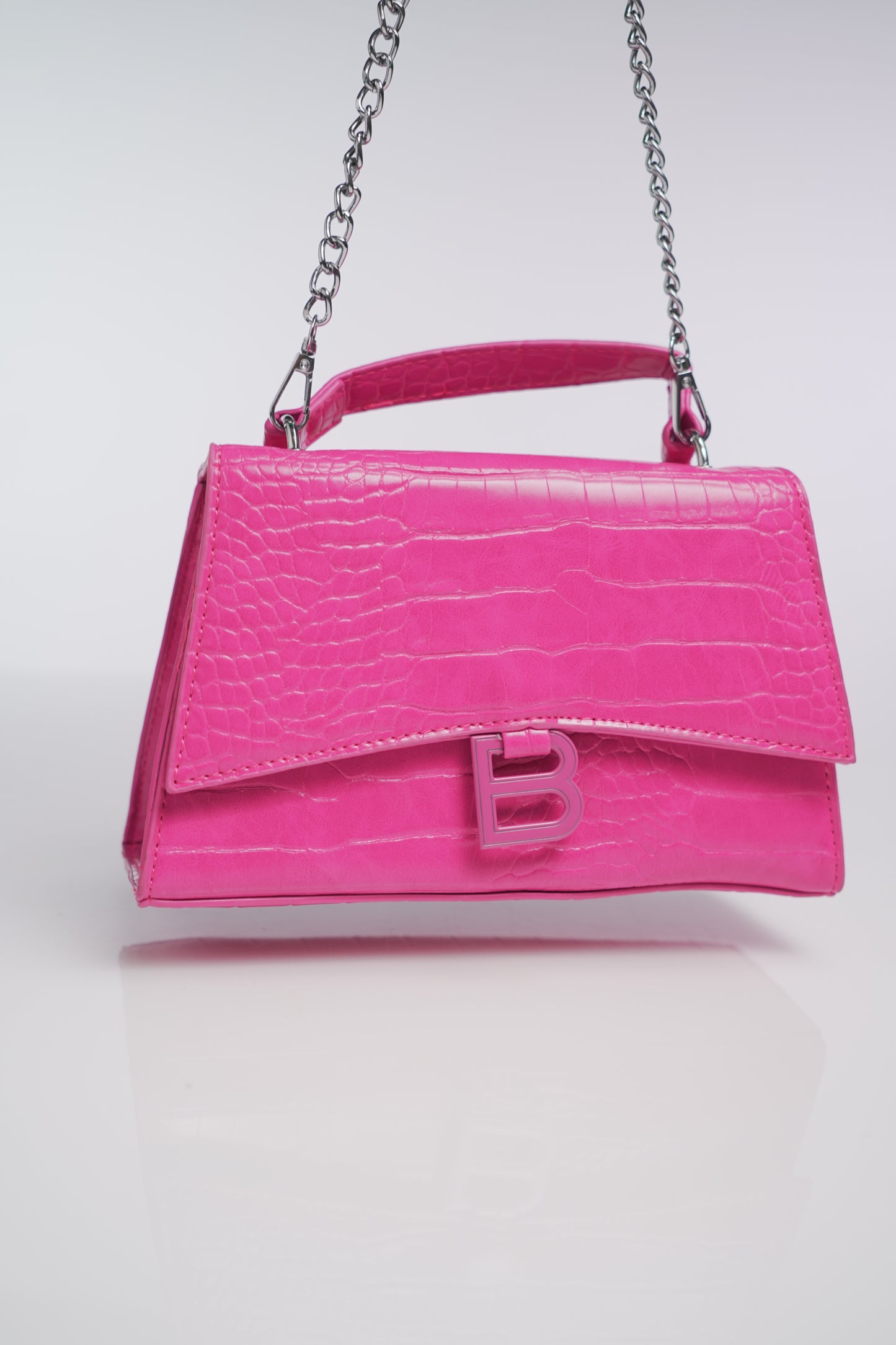 Balenciaga Small Hot Pink Leather Hourglass Top Handle Crossbody Bag