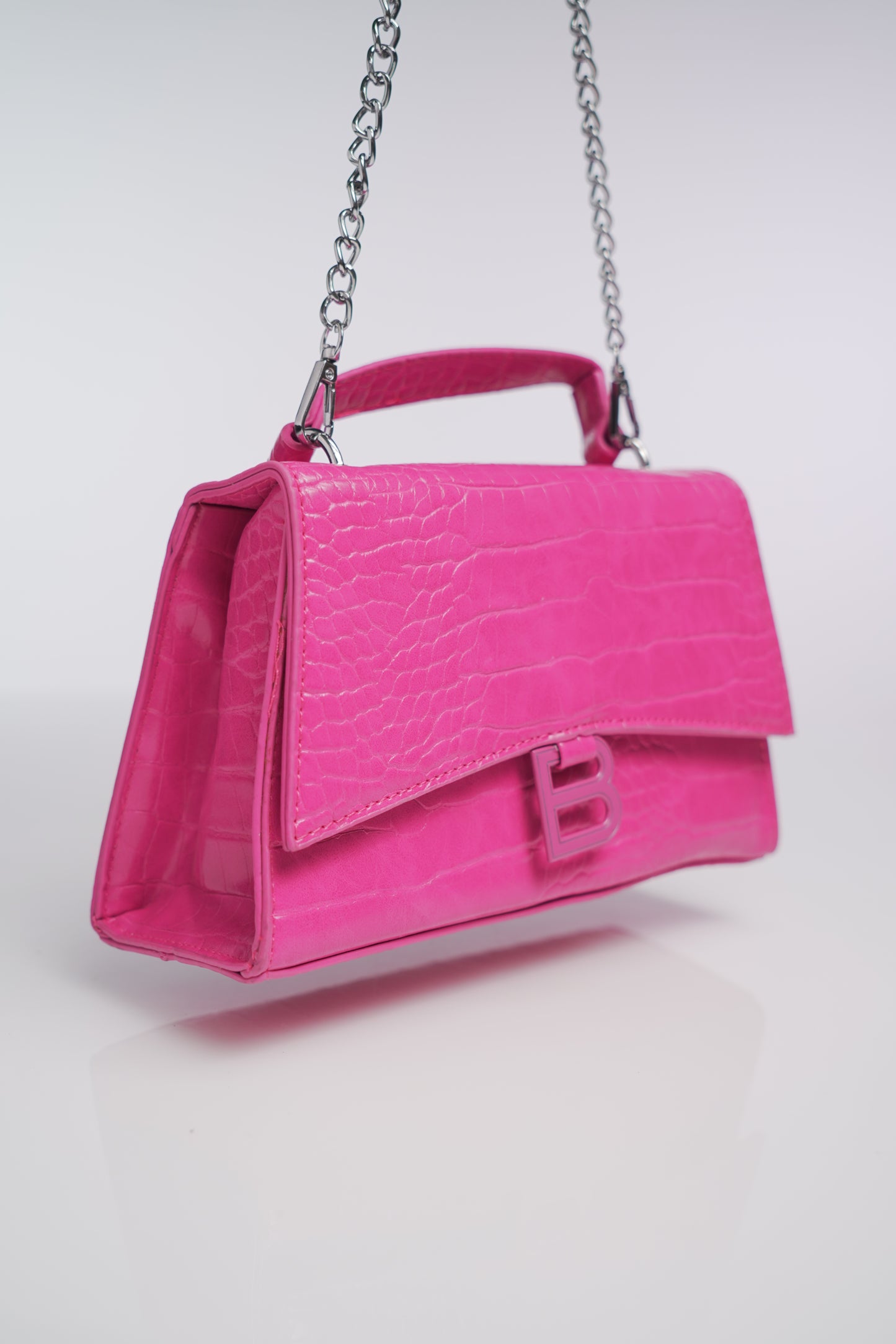 Balenciaga Small Hot Pink Leather Hourglass Top Handle Crossbody Bag