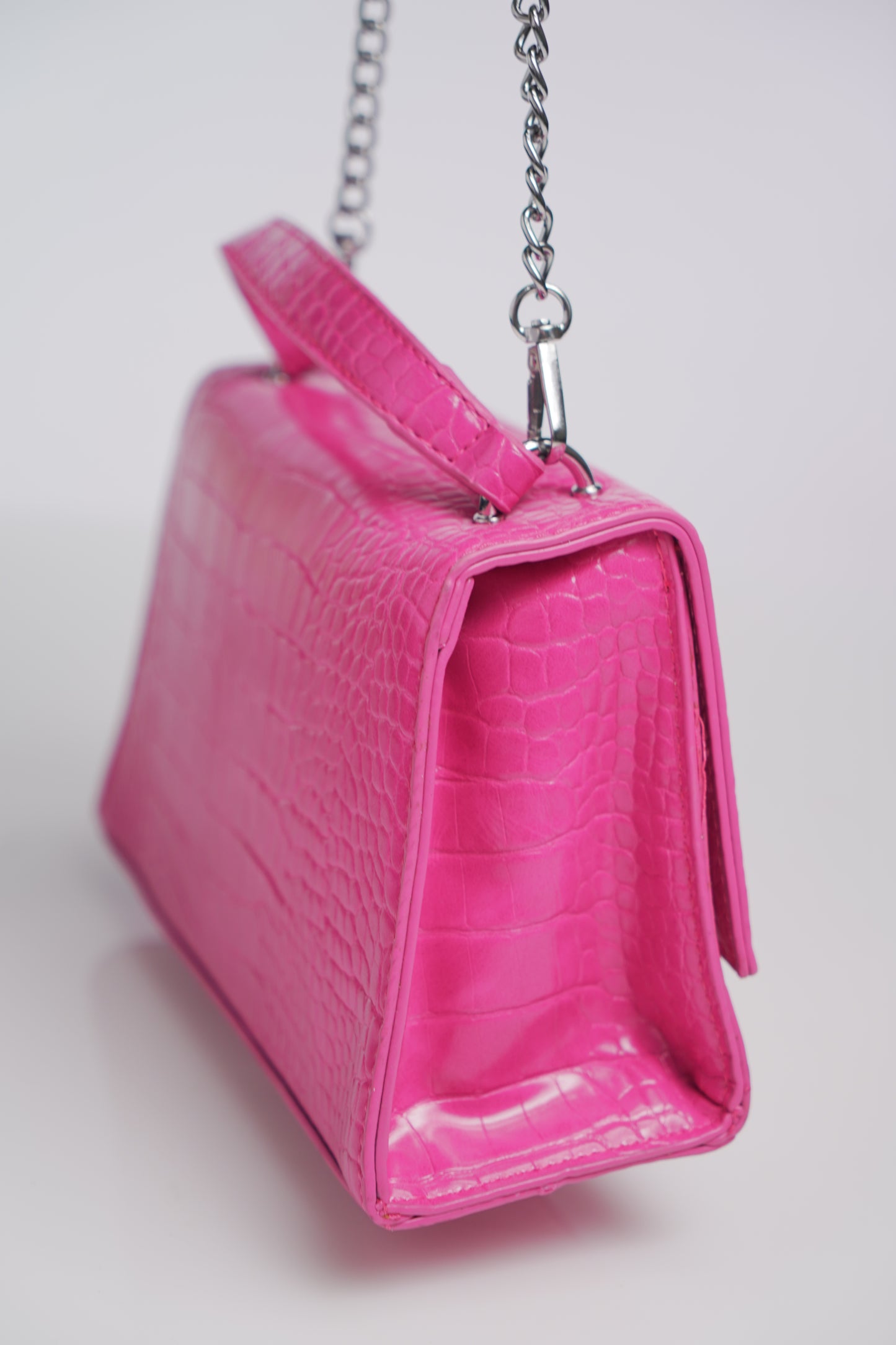 Balenciaga Small Hot Pink Leather Hourglass Top Handle Crossbody Bag