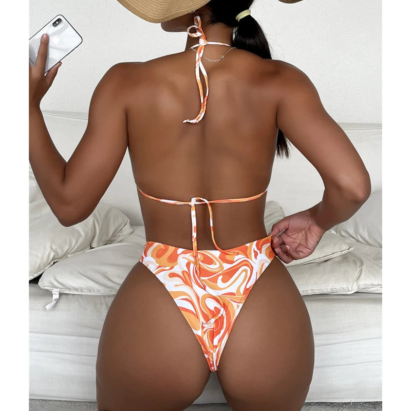 Orange Sexy Swimsuit Micro Bikini