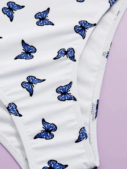 Bikini Butterfly Print One-piece - BEAUTY BAR