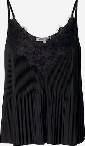 Black Blouse V-Neck With Lace - BEAUTY BAR