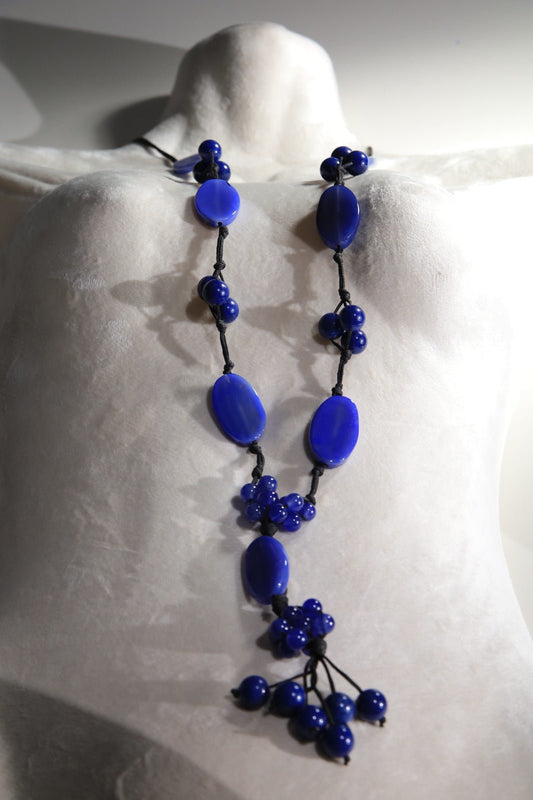 Blue agate with black leather - BEAUTY BAR