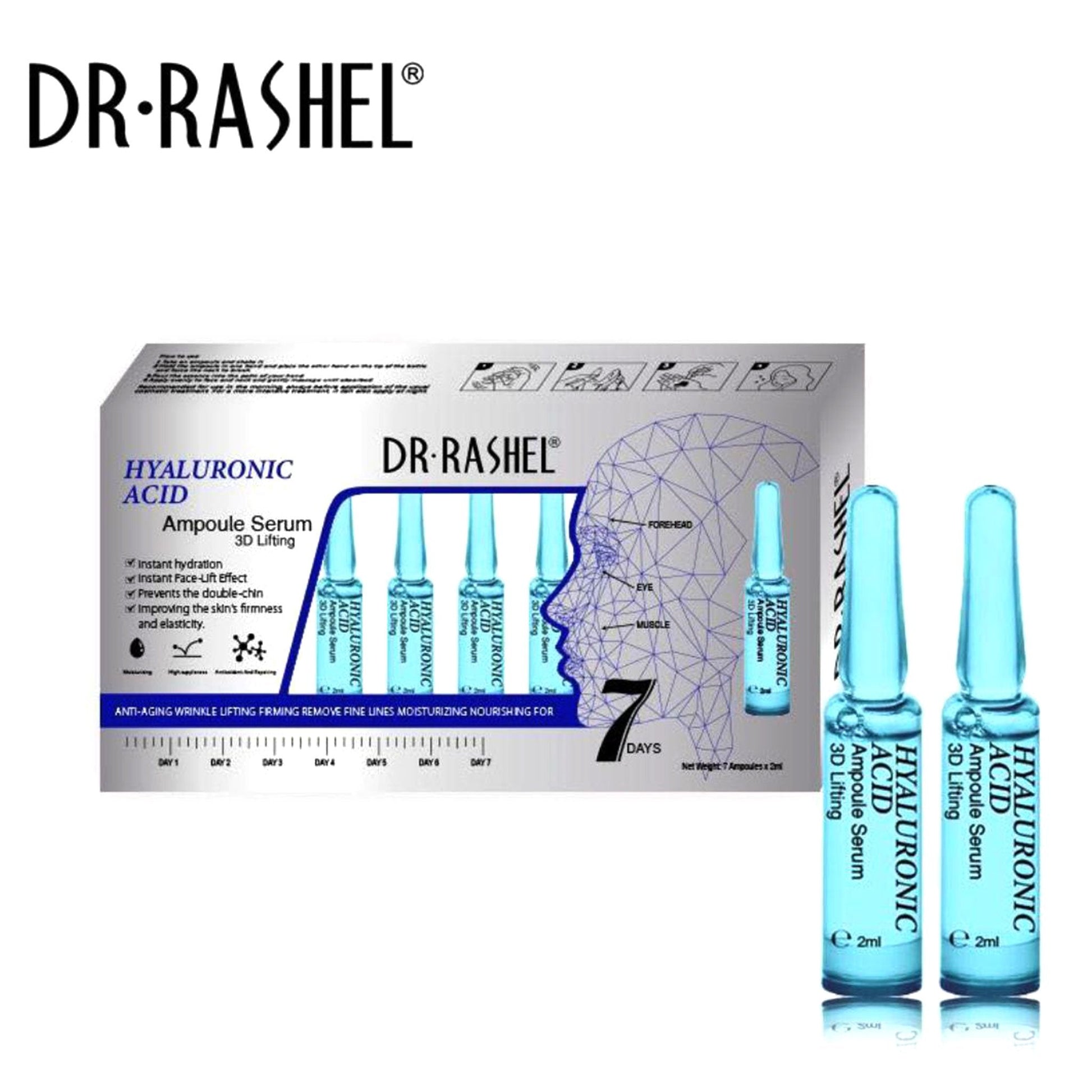 Dr.Rashel Hyaluronic Acid Ampoule Serum - 7 Ampoules x 2 ML - BEAUTY BAR