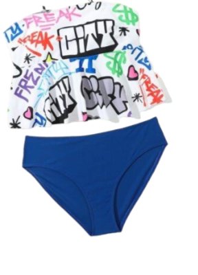 Girls Ruffle Hem Bikini Swimsuit 2-Piece - BEAUTY BAR