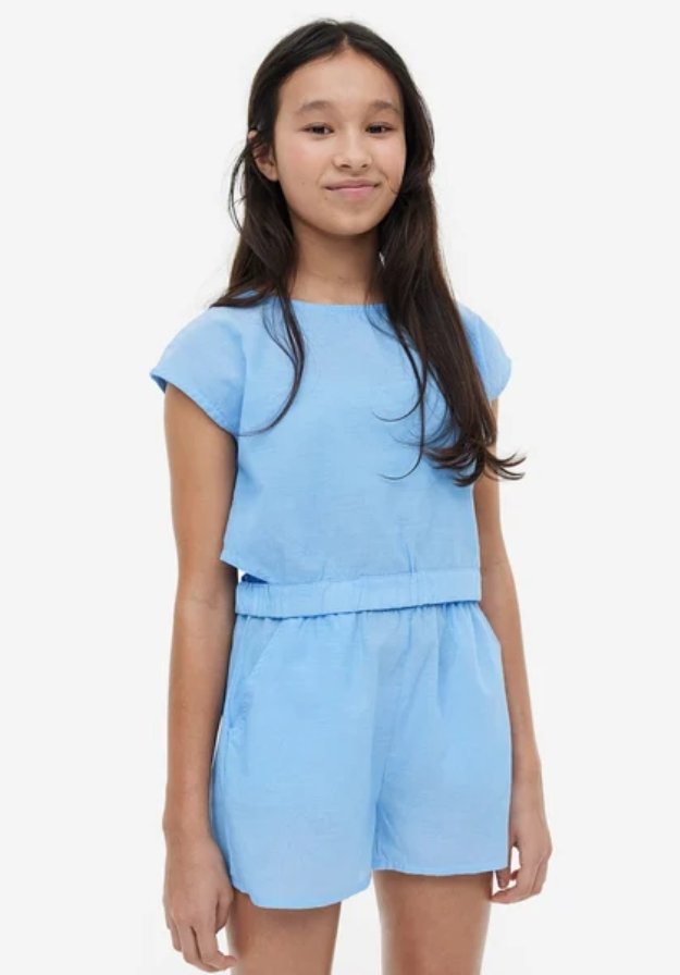 H&M 2-Piece Top & Shorts Set Light Blue - BEAUTY BAR