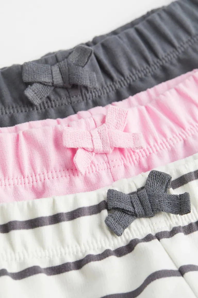 H&M 3-Pack Cotton Shorts Light Pink/Gray striped - BEAUTY BAR