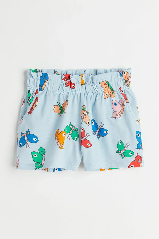 H&M Cotton Jersey Shorts Light Blue/Butterflies - BEAUTY BAR