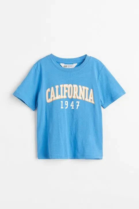 H&M Cotton Jersey T-shirt Blue - BEAUTY BAR