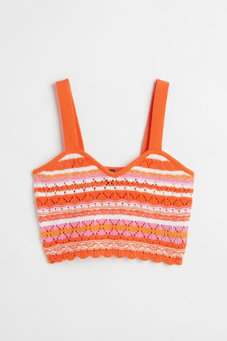 H&M Crochet-Look Crop Top Orange/Pink - BEAUTY BAR