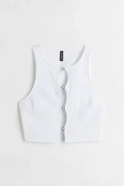 H&M Cropped Cut-Out Top White - BEAUTY BAR