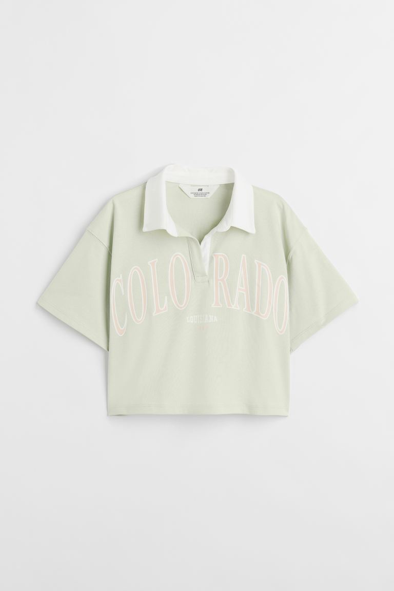 H&M Cropped Rugby Shirt Light Green - BEAUTY BAR