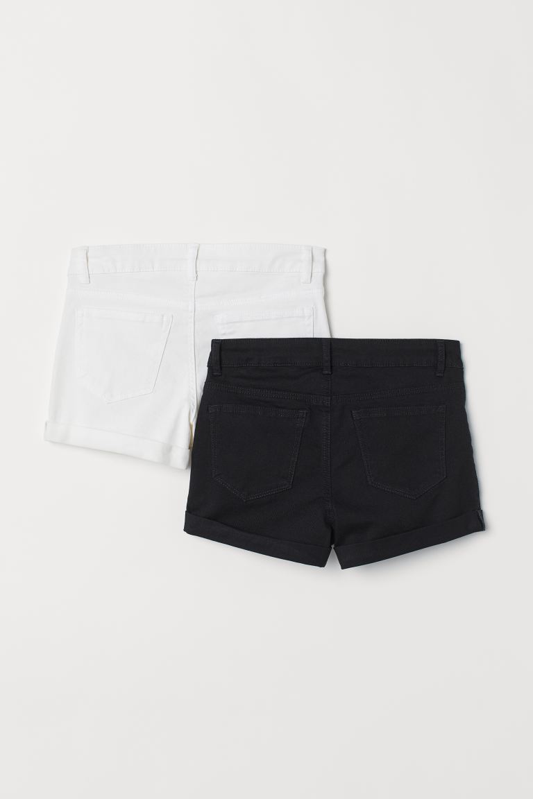 H&M Curvy Fit Stretch Jeans Shorts Black - BEAUTY BAR