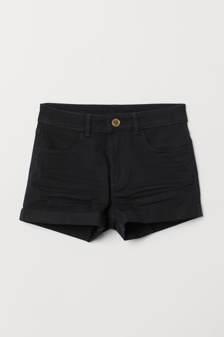 H&M Curvy Fit Stretch Jeans Shorts Black - BEAUTY BAR