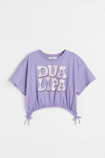 H&M Drawstring T-shirt Purple/Dua Lipa - BEAUTY BAR