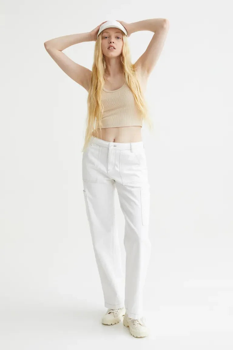 H&M Halterneck Cropped Top Light Beige - BEAUTY BAR