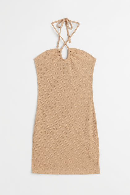 H&M Halterneck Dress Beige - BEAUTY BAR