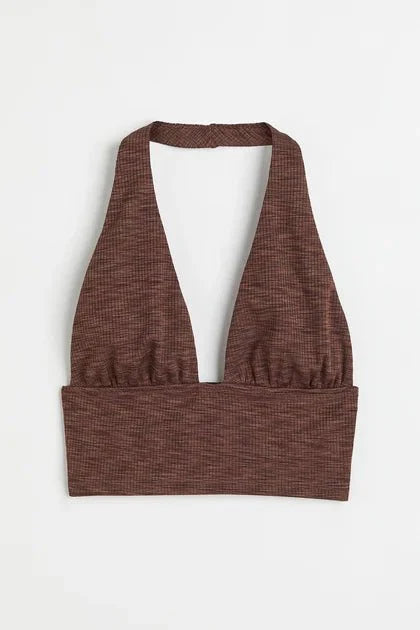 H&M Halterneck Top Brown Marl - BEAUTY BAR