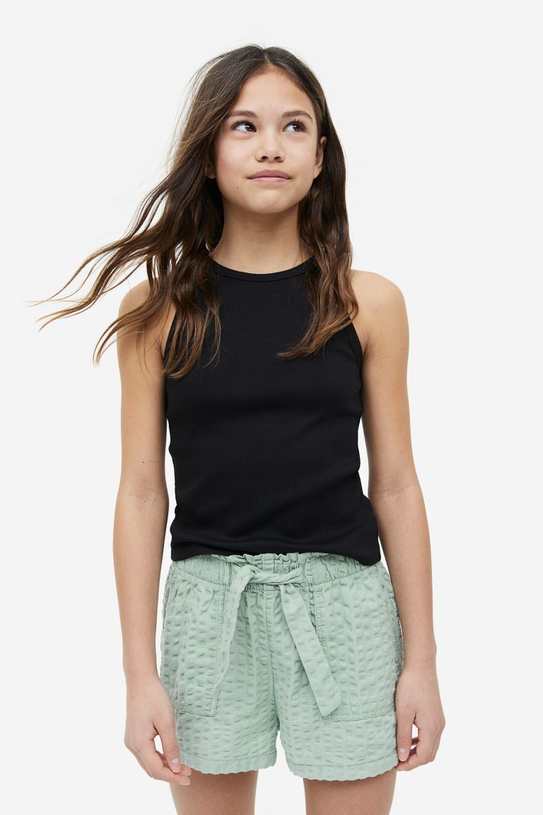 H&M High-Waisted Shorts Light Green - BEAUTY BAR