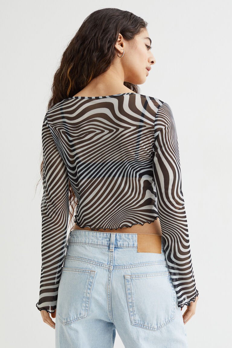 H&M Mesh Cardigan Black/Zebra print - BEAUTY BAR