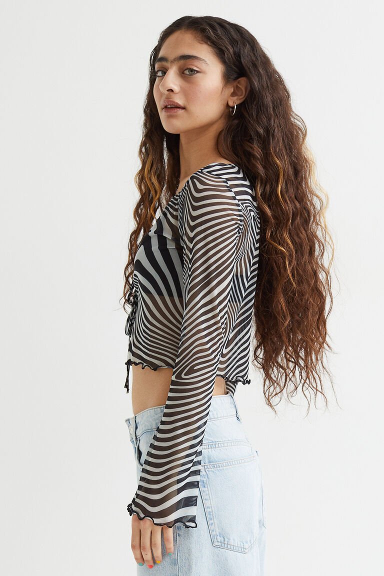 H&M Mesh Cardigan Black/Zebra print - BEAUTY BAR