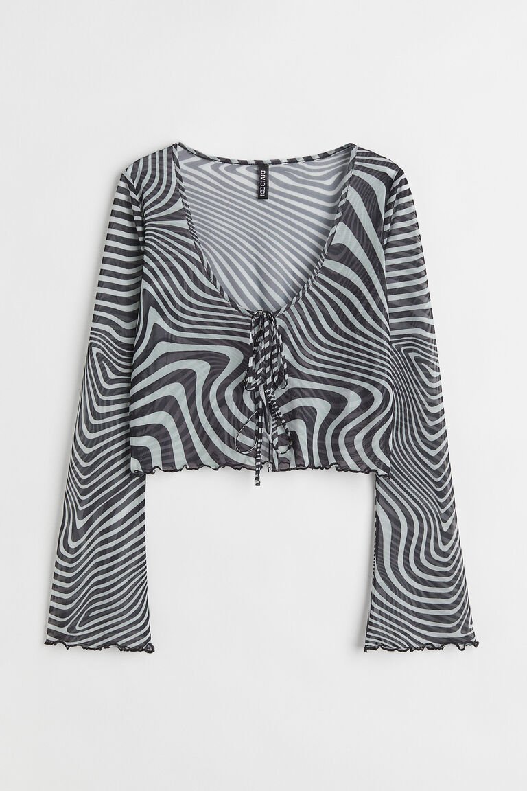 H&M Mesh Cardigan Black/Zebra print - BEAUTY BAR