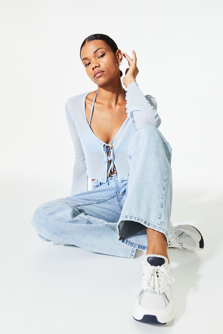 H&M Mesh Cardigan Light Blue - BEAUTY BAR