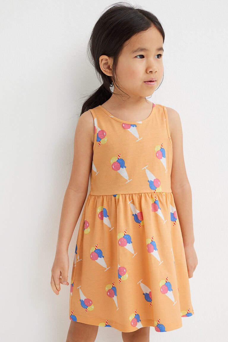 H&M Patterned Jersey Dress Light Orange/Ice Creams - BEAUTY BAR