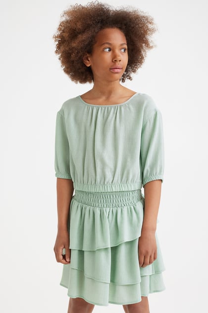 H&M Puff-Sleeved Top Light Green - BEAUTY BAR