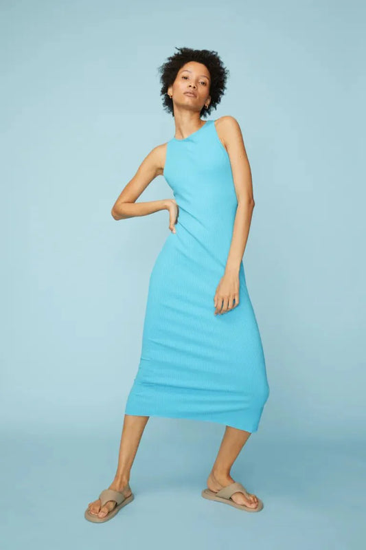 H&M Ribbed Dress Light Turquoise - BEAUTY BAR