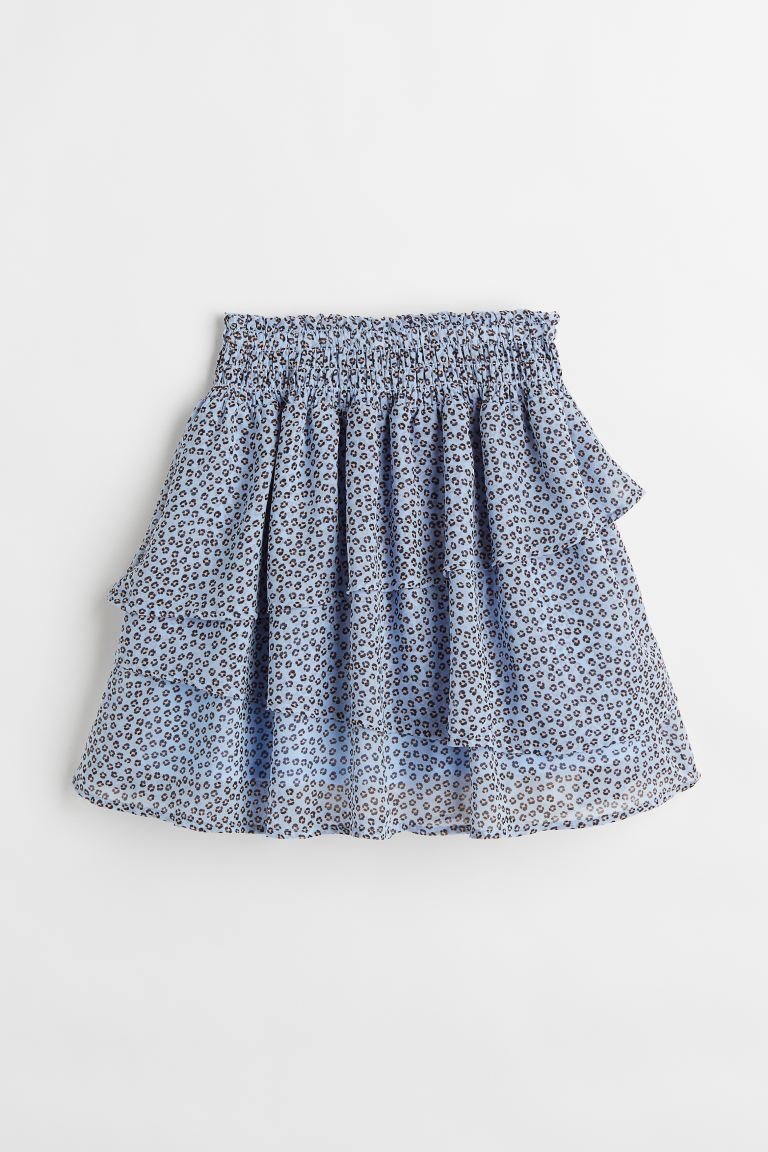 H&M Tiered Skirt Light Blue/Leopard Print - BEAUTY BAR