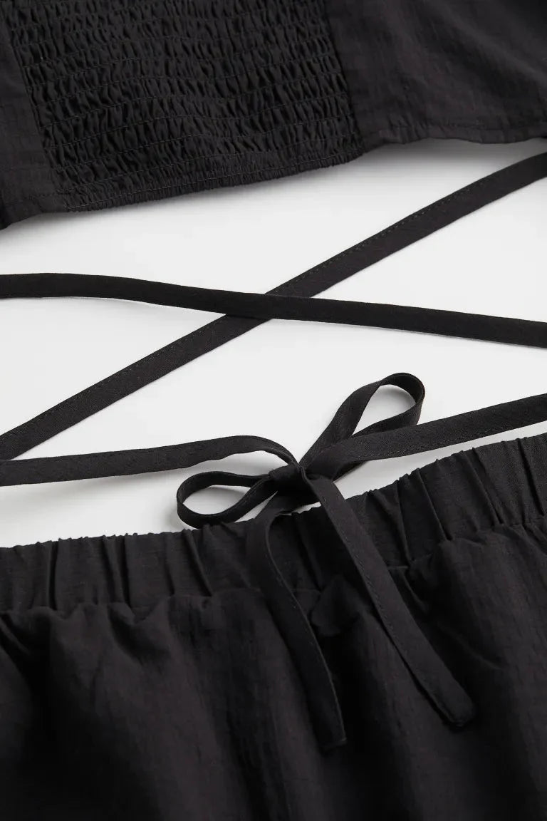 H&M Two-Piece Tie-Detail Dress Black - BEAUTY BAR