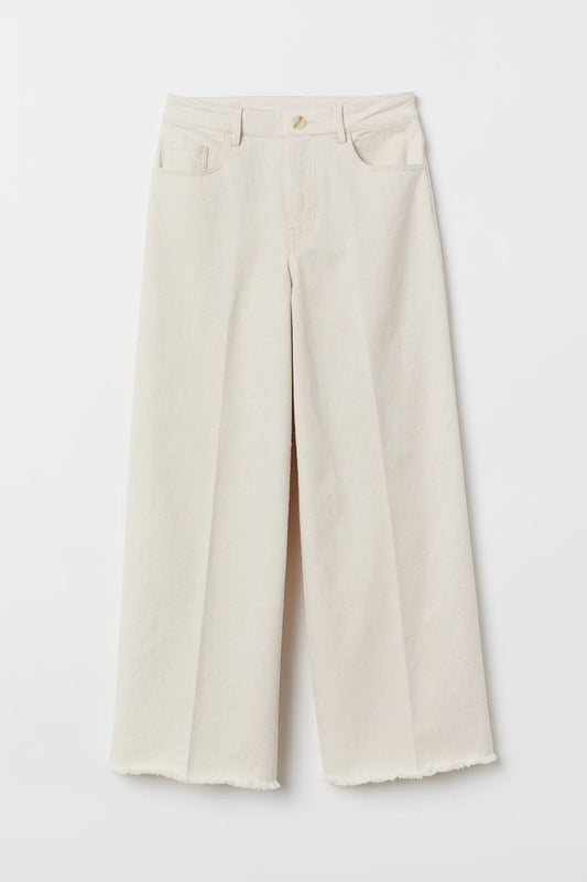 H&M Wide High Waist Cropped Beige - BEAUTY BAR