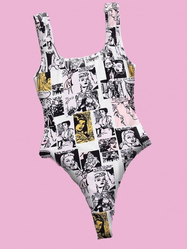 Lingerie Pop Art Print Bodysuit - BEAUTY BAR