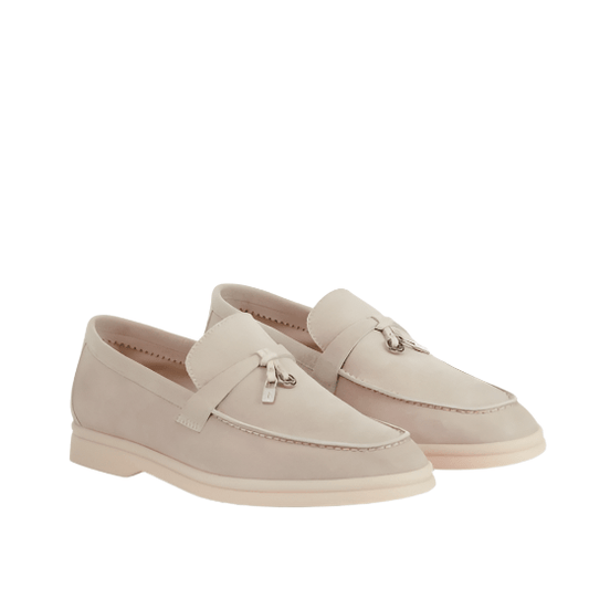 Loro Piana Summer Charms Walk Suede Beige Loafers