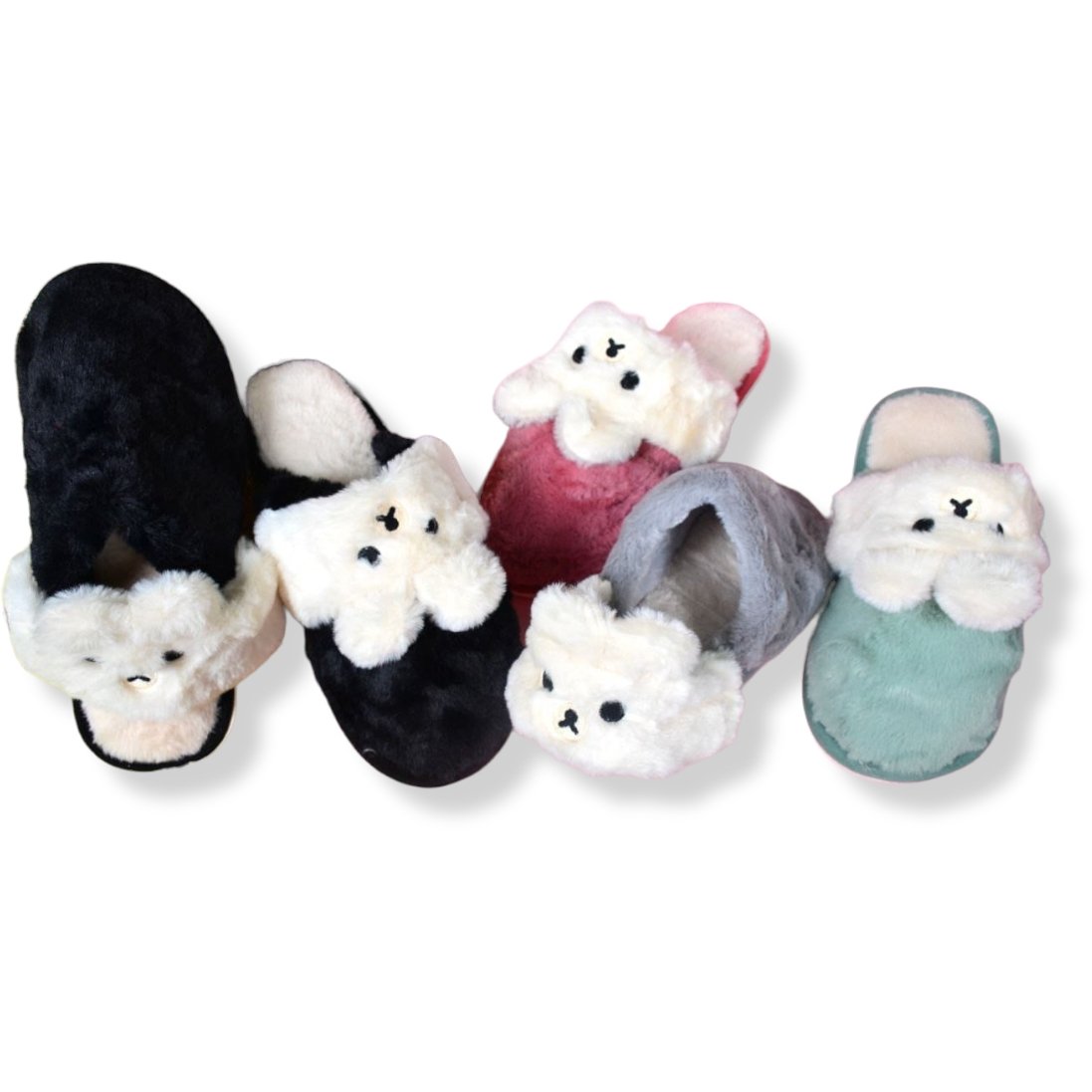 Lovely Bear Winter Plush Slippers Pink