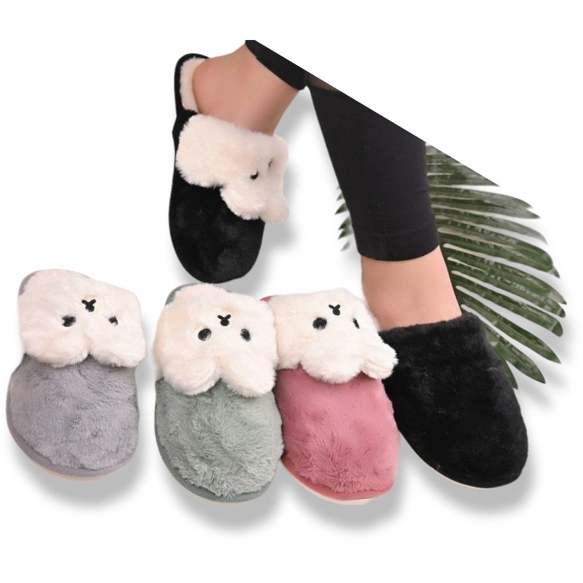 Lovely Bear Winter Plush Slippers Pink