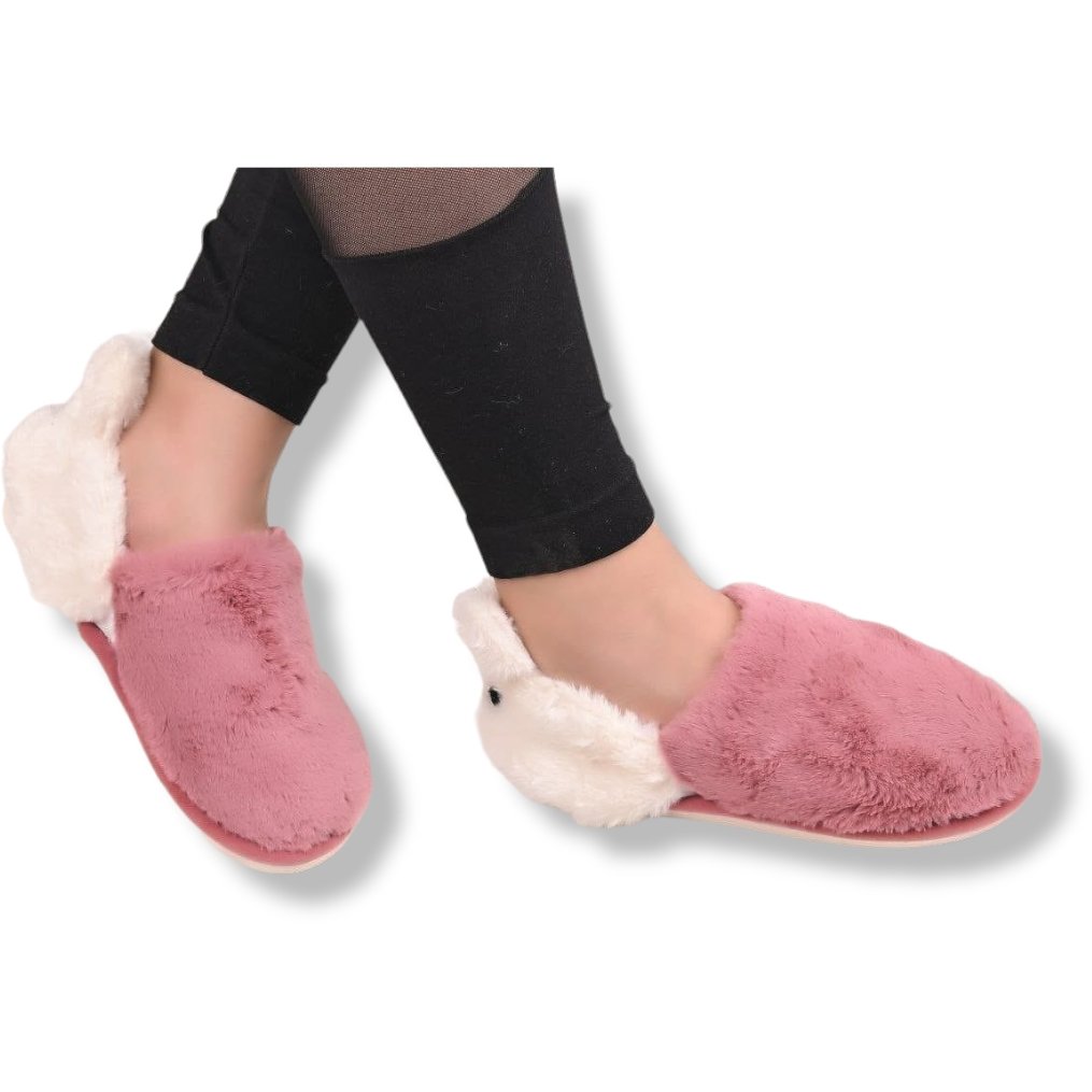 Lovely Bear Winter Plush Slippers Pink