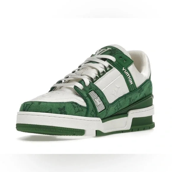 Louis Vuitton Trainer Green Monogram Denim White