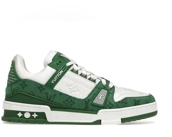 Louis Vuitton Trainer Green Monogram Denim White