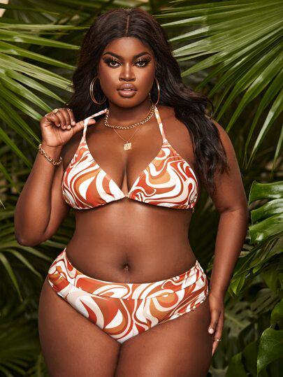 Marble Print Push Up Bikini Swimsuit - BEAUTY BAR