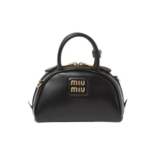 Miu Miu Leather Shoulder Bag - Women's Black Crossbody Handbag