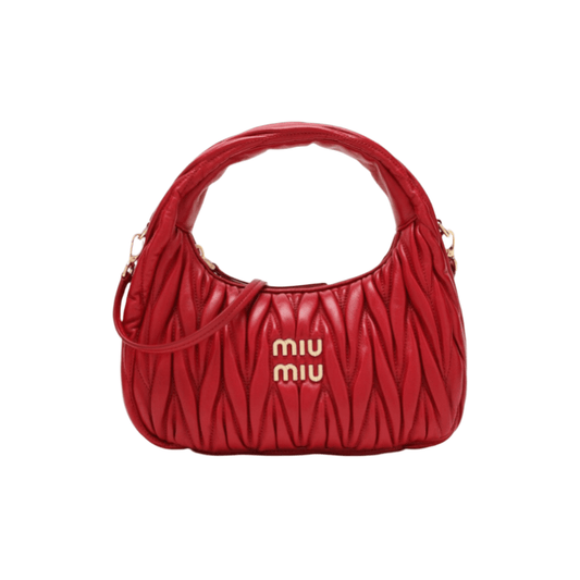 Miu Miu Small Miu Wander Red Matelassé Bag
