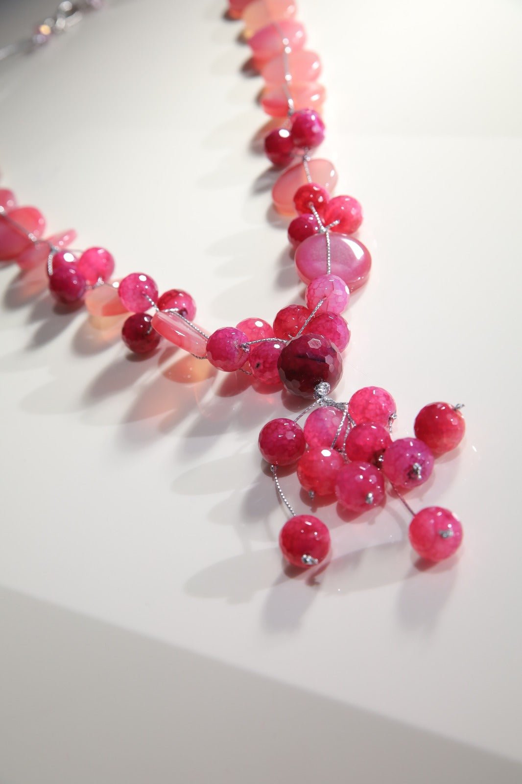 Necklaces Fuchsia Agate With Silver Serma - BEAUTY BAR