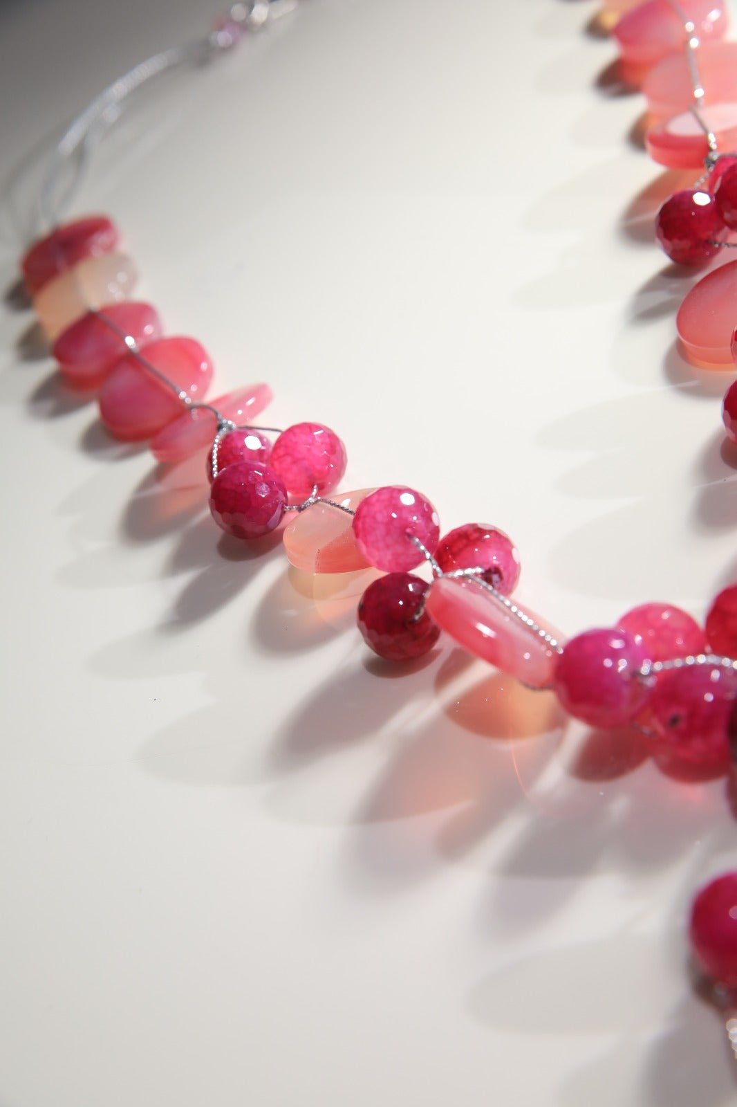 Necklaces Fuchsia Agate With Silver Serma - BEAUTY BAR