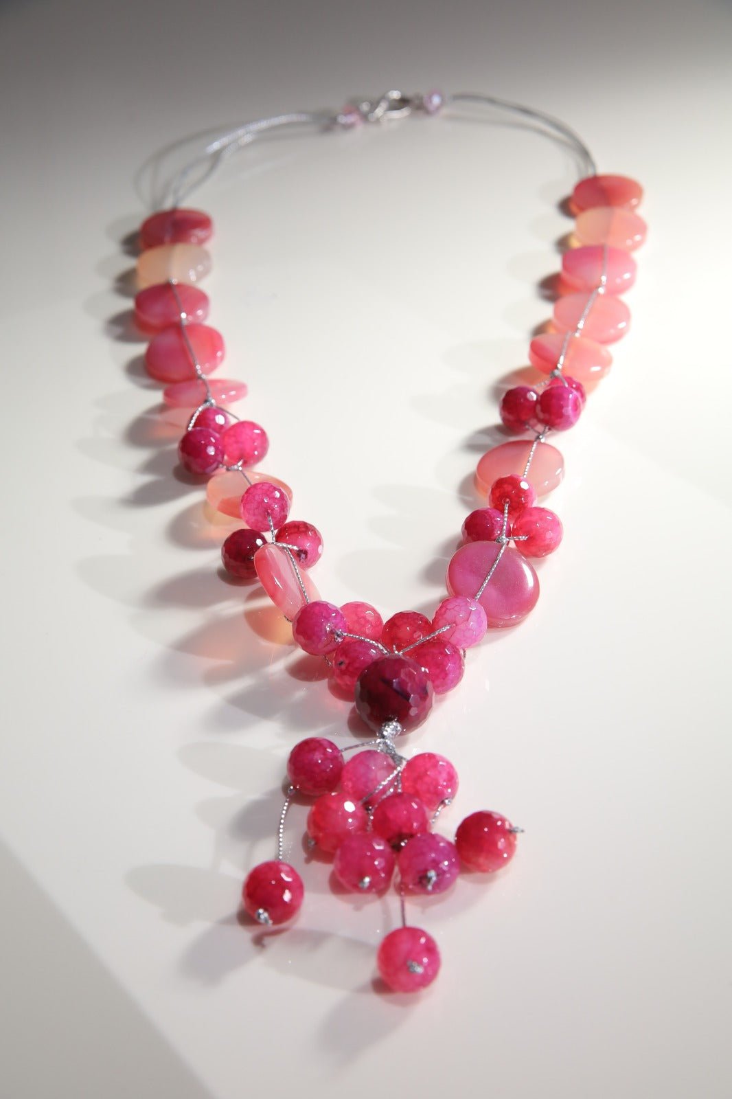 Necklaces Fuchsia Agate With Silver Serma - BEAUTY BAR