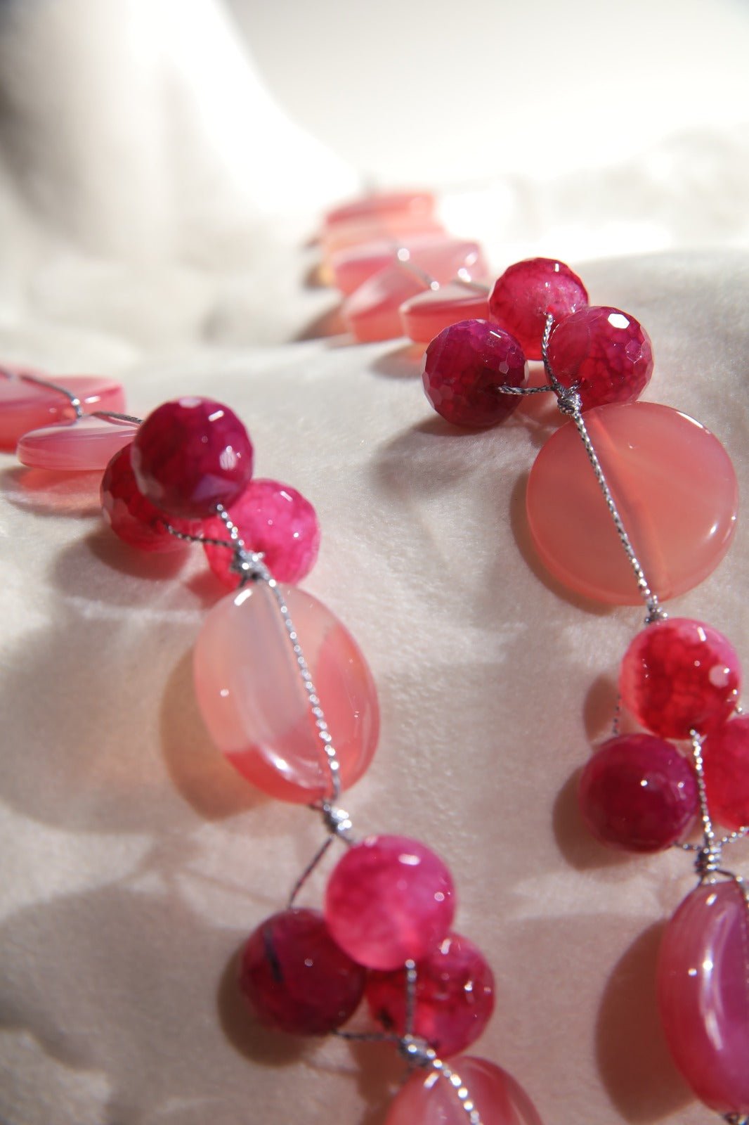 Necklaces Fuchsia Agate With Silver Serma - BEAUTY BAR