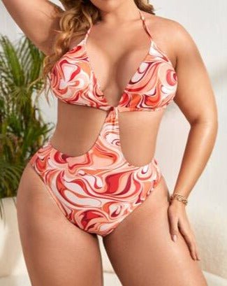 Orange Swimwear Bikini One Piece - BEAUTY BAR