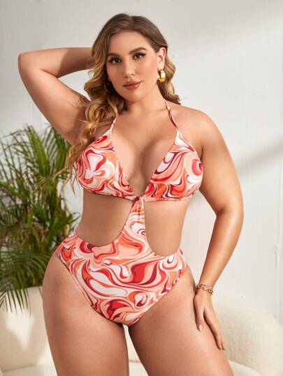 Orange Swimwear Bikini One Piece - BEAUTY BAR